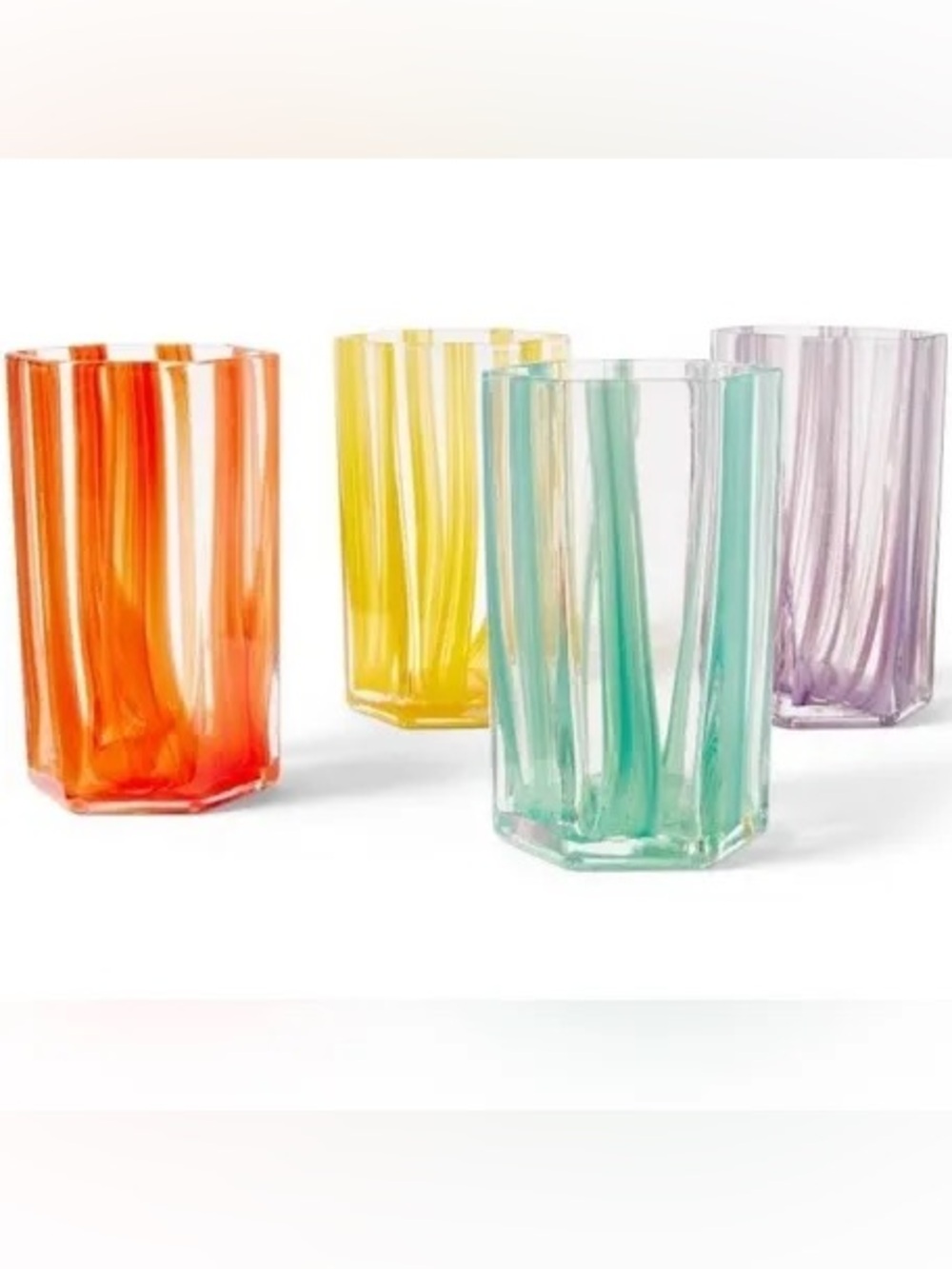 Diane Von Furstenberg DVF Tall Blown Glass Tumbler Glasses Set 12oz